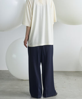 Slab Rayon Two-tuck Prime-Wide Slacks