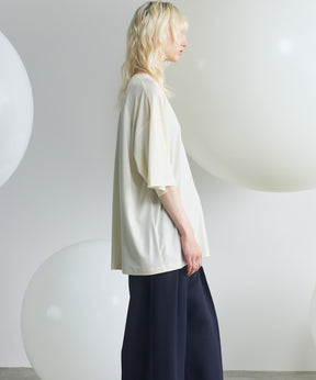 Wool Yarn Prime-Over Short Sleeve Crew Neck T-Shirt