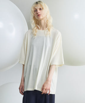 Wool Yarn Prime-Over Short Sleeve Crew Neck T-Shirt