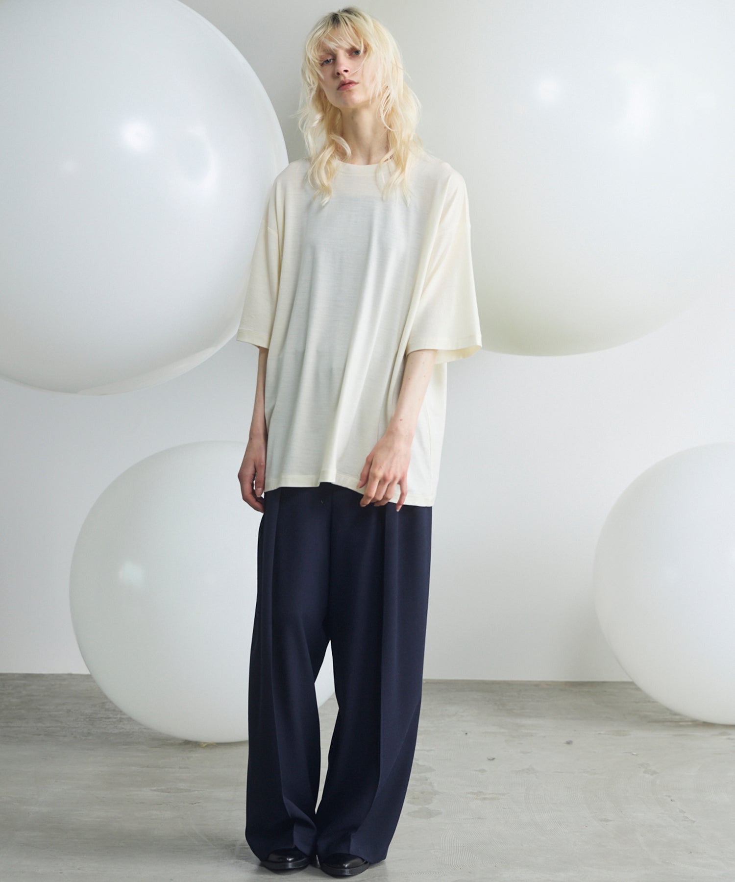 Slab Rayon Two-tuck Prime-Wide Slacks