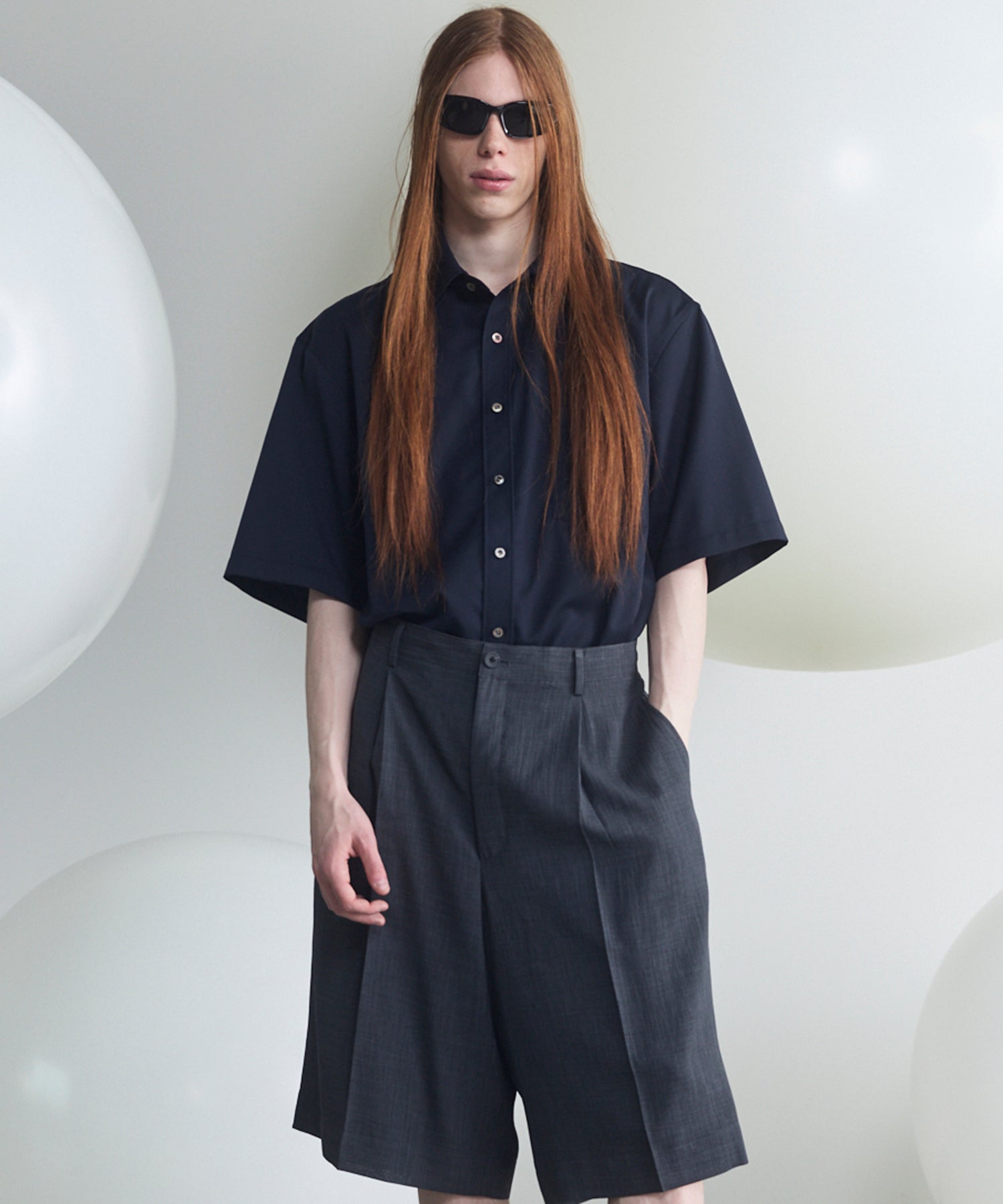 NISHIKAWA KEORI Wool Mix Prime-Over Short Sleeve Shirt