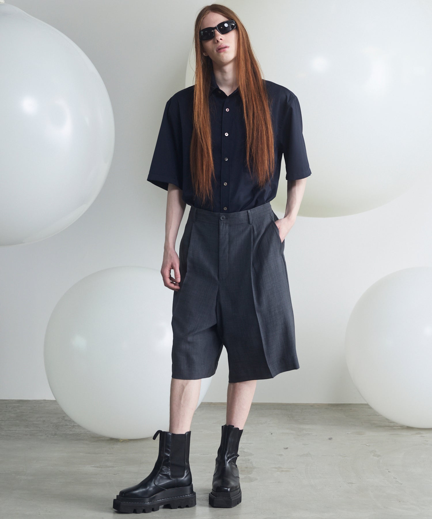 NISHIKAWA KEORI Wool Mix Prime-Over Short Sleeve Shirt