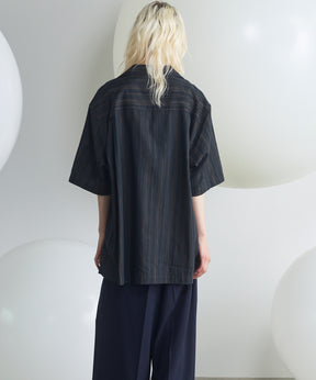 Italian Dead Stock Fabric Prime-Over Open Collar Short Sleeve Shirt
