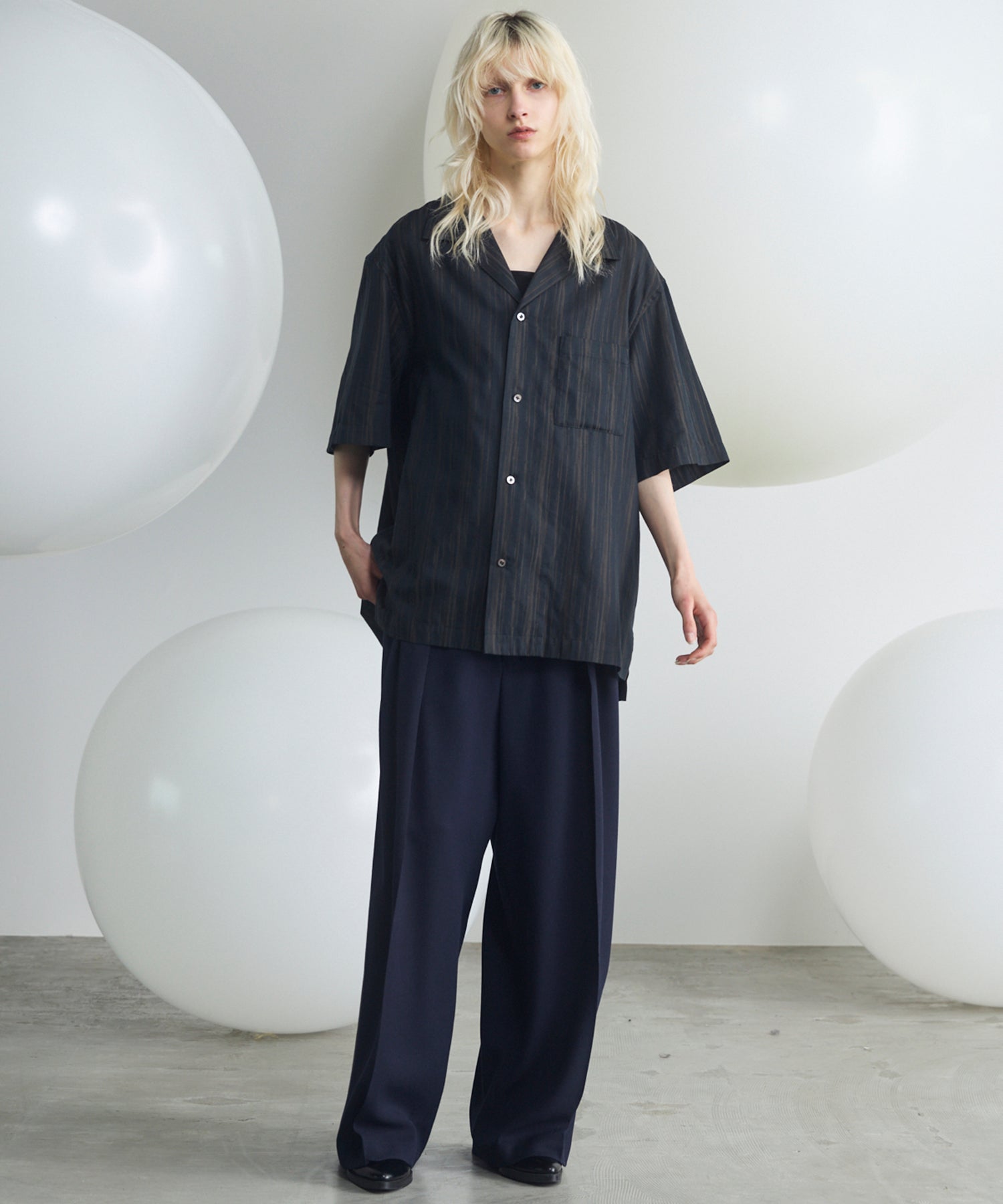 Slab Rayon Two-tuck Prime-Wide Slacks