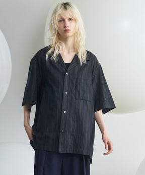 Italian Dead Stock Fabric Prime-Over Open Collar Short Sleeve Shirt