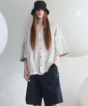 Cargo Pocket Prime-Over Sheer Open Collar Shirt