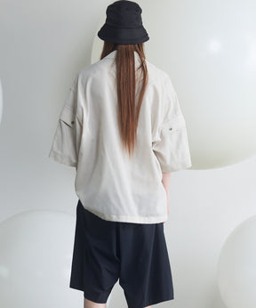 Cargo Pocket Prime-Over Sheer Open Collar Shirt