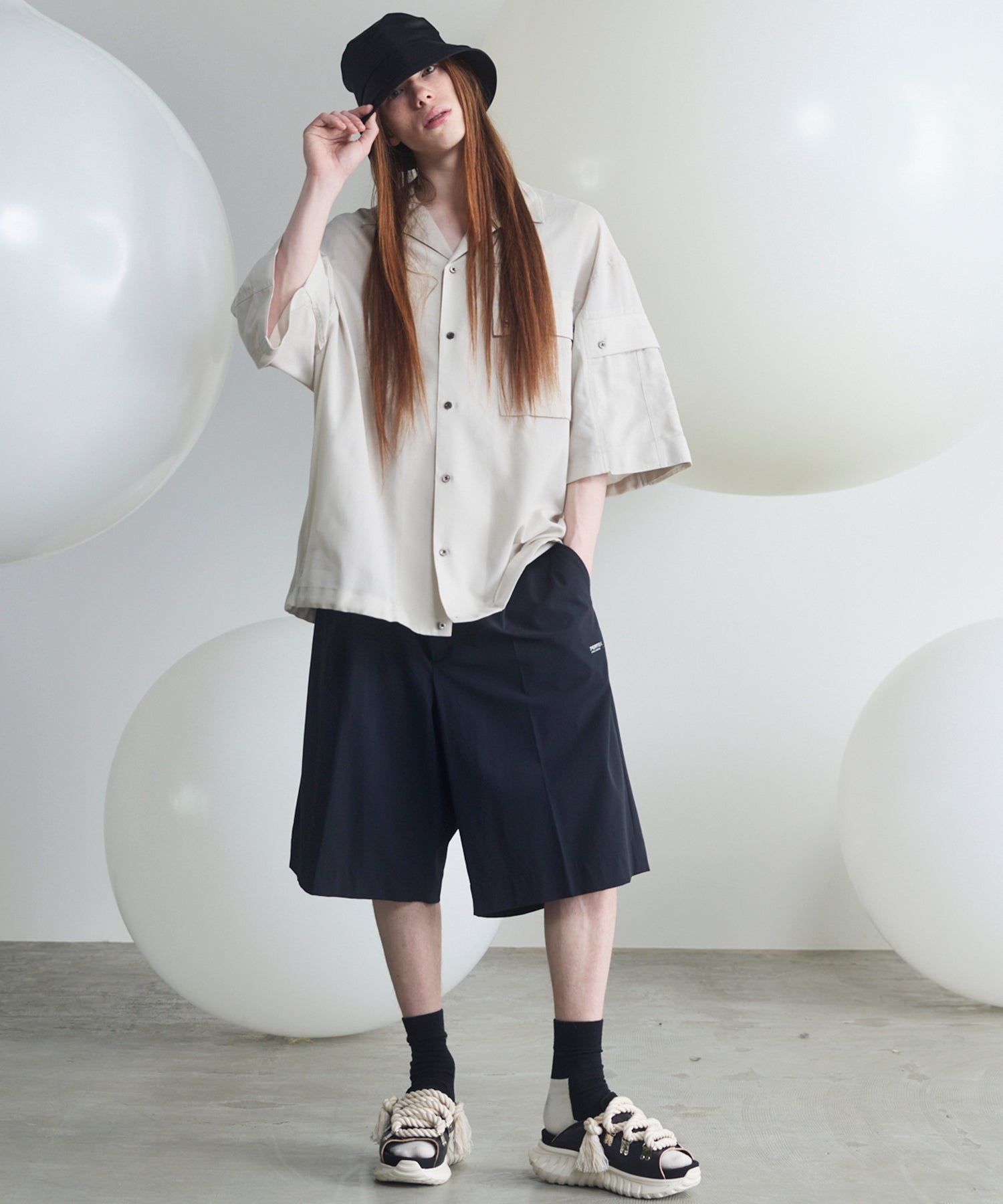 Cargo Pocket Prime-Over Sheer Open Collar Shirt