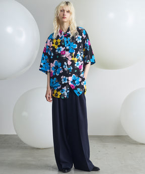 Slab Rayon Two-tuck Prime-Wide Slacks