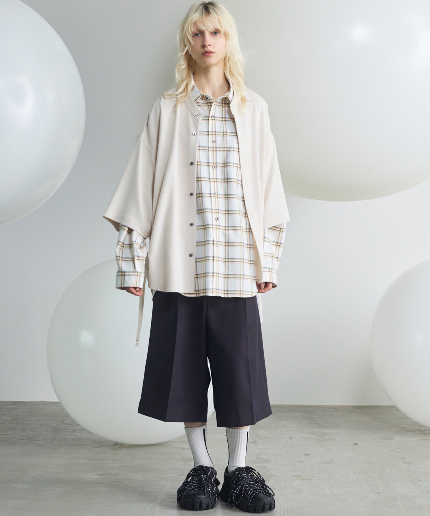 [Italian Dead Stock Fabric] Prime-Over Regular Collar Long Sleeve Shirt