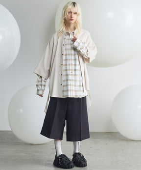 Dryamundsen KIMONO V-collar Prime-Over Side Gathers Short Sleeve Shirt