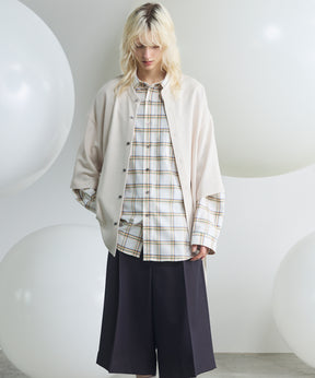Dryamundsen KIMONO V-collar Prime-Over Side Gathers Short Sleeve Shirt