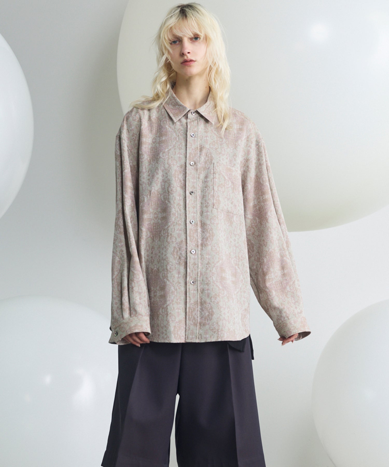 [Italian Dead Stock Fabric] Prime-Over Regular Collar Long Sleeve Shirt