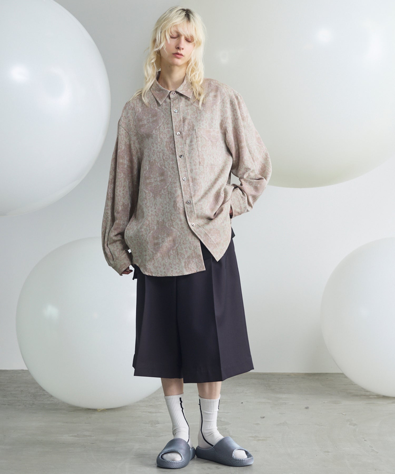 [Italian Dead Stock Fabric] Prime-Over Regular Collar Long Sleeve Shirt