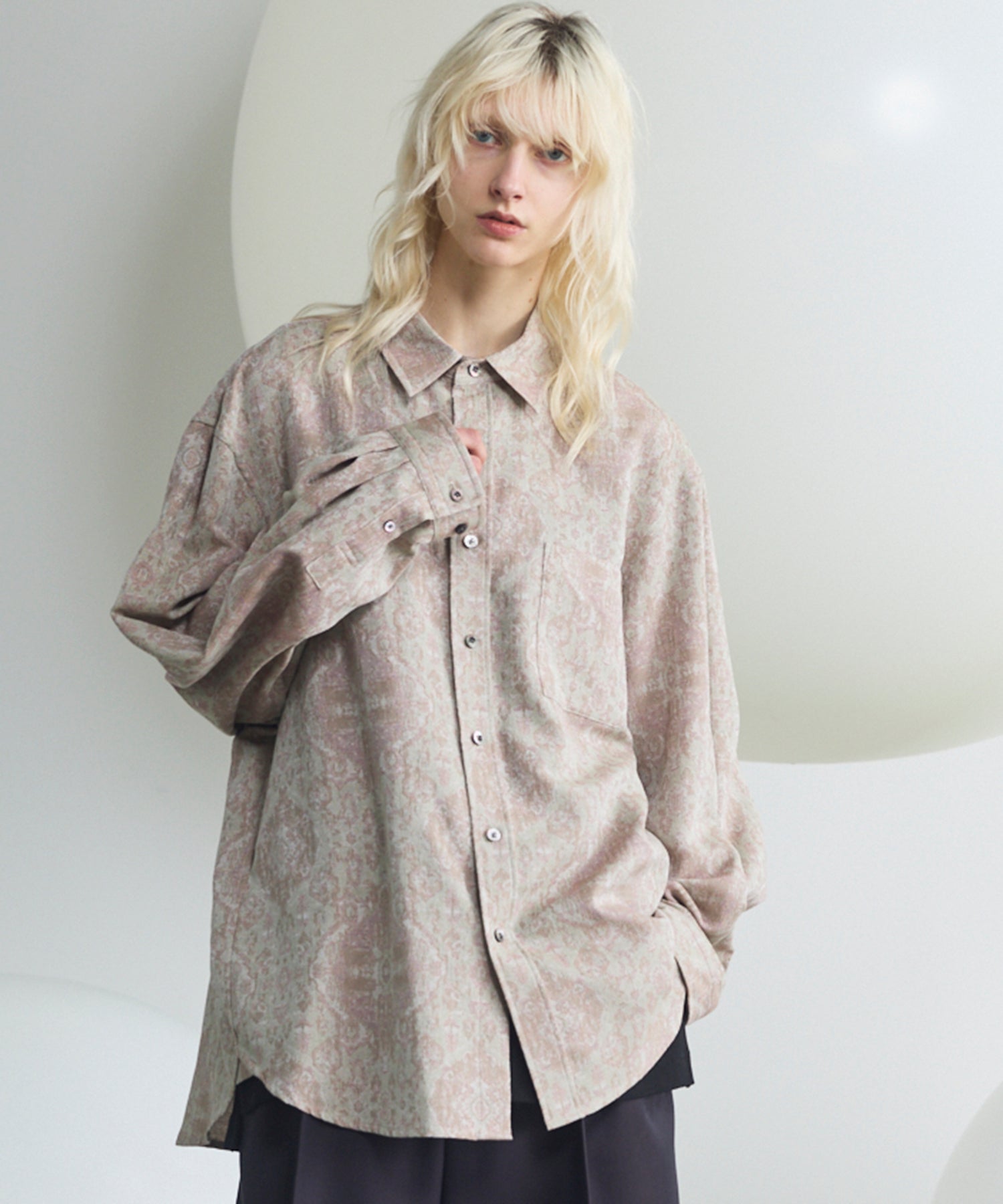 [Italian Dead Stock Fabric] Prime-Over Regular Collar Long Sleeve Shirt