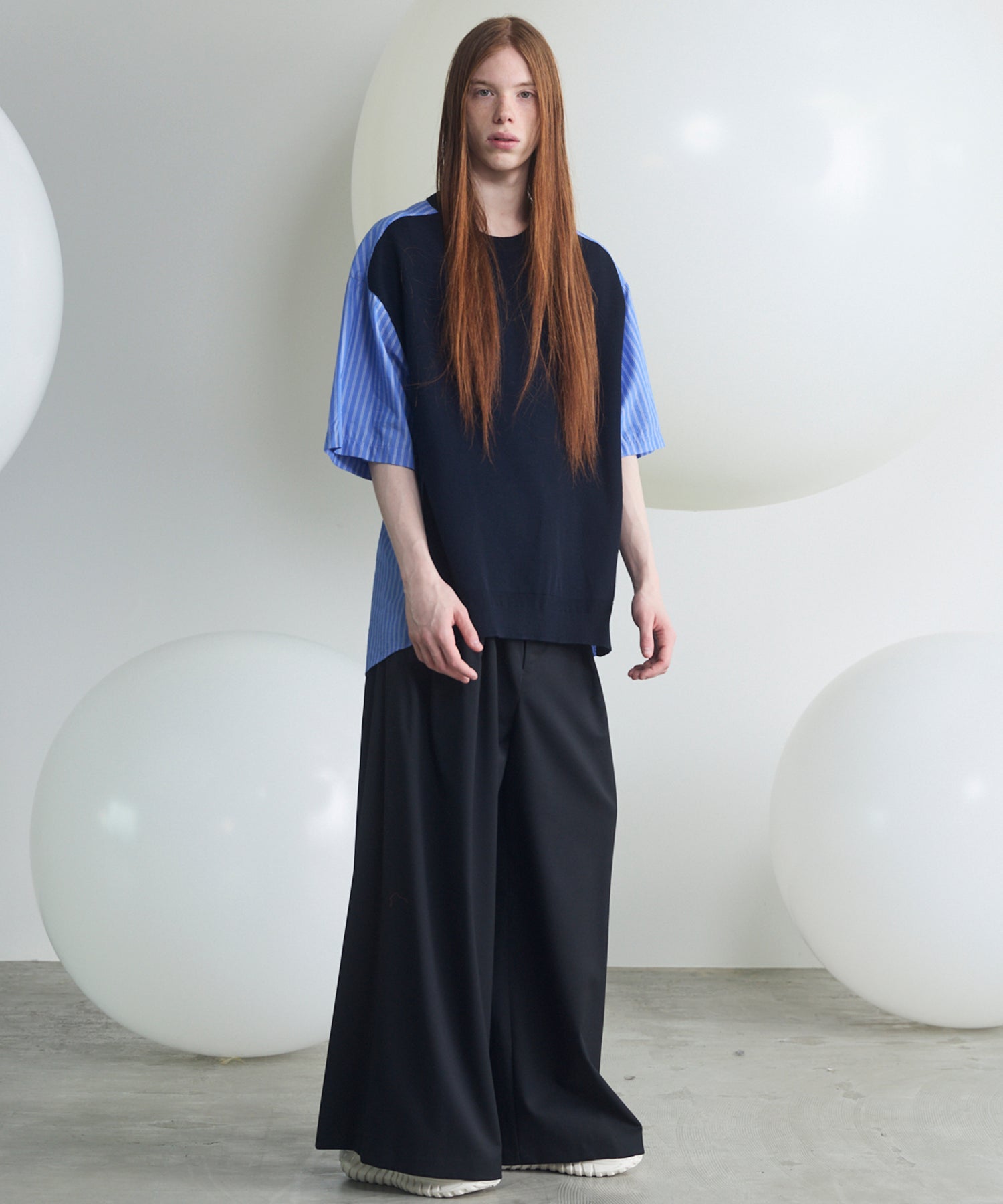 NISHIKAWA KEORI Wool Mix Gabardine Prime Wide Pants
