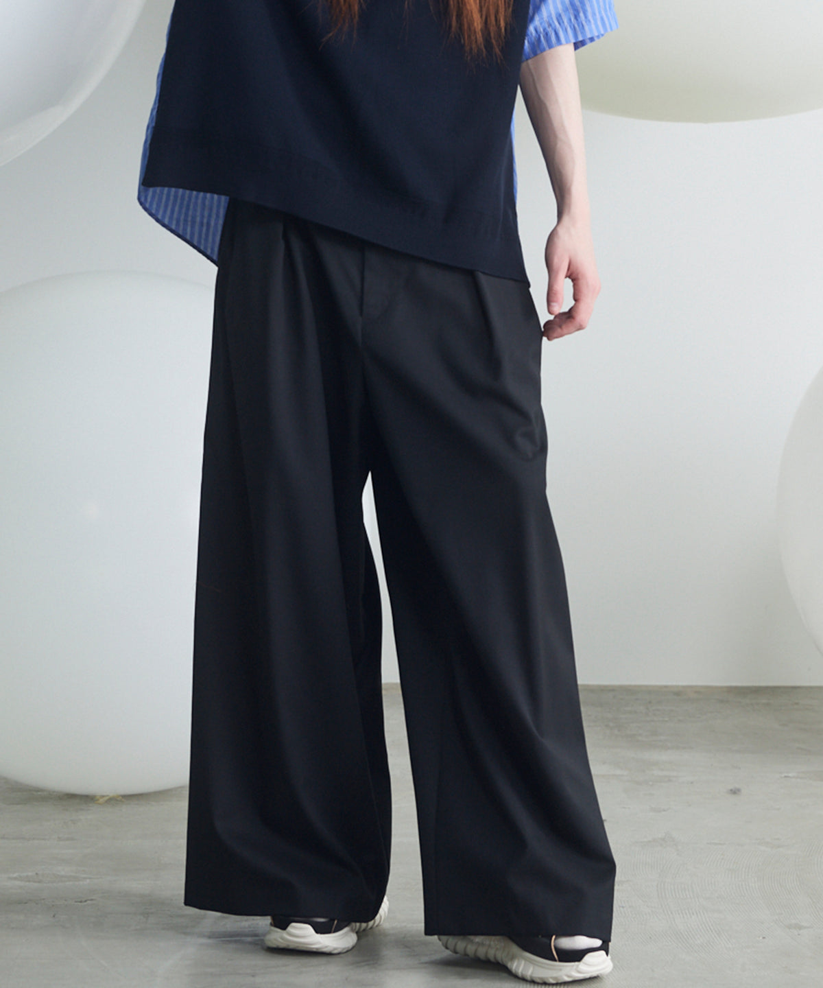 NISHIKAWA KEORI Wool Mix Gabardine Prime Wide Pants