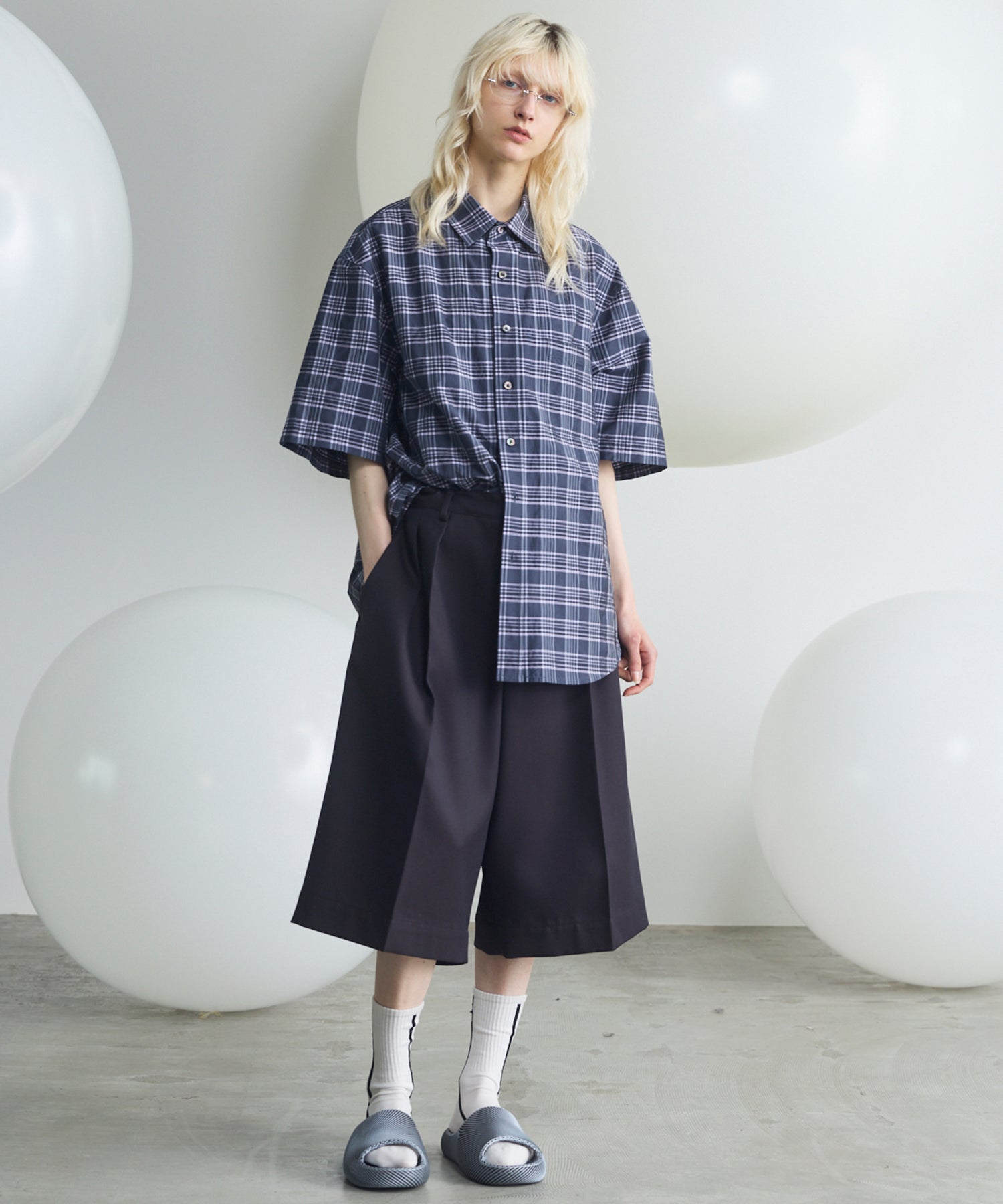 4 Colors Chambray Washable Wool Prime-Wide Shorts