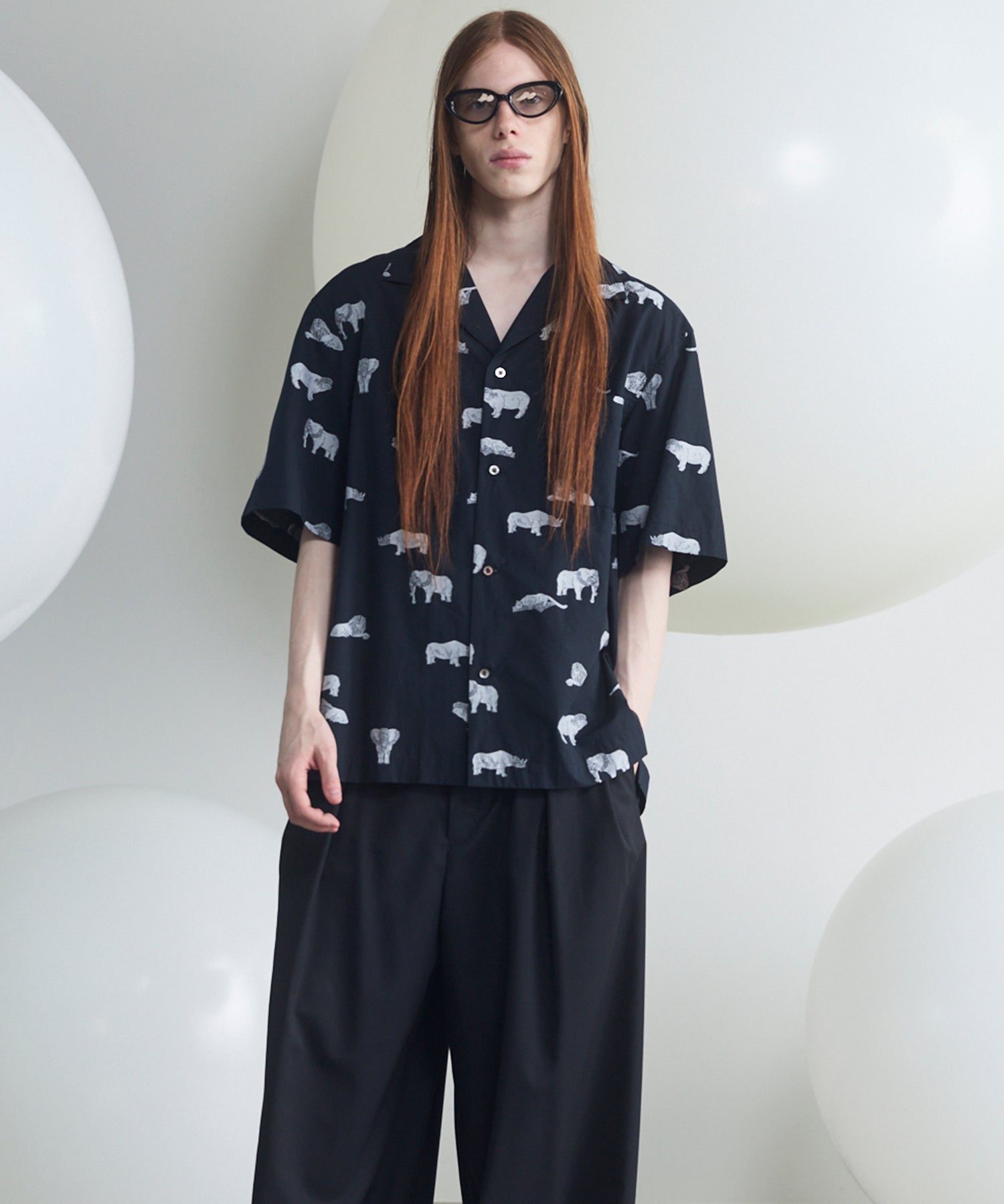 Italian Dead Stock Fabric Prime-Over Open Collar Short Sleeve Shirt
