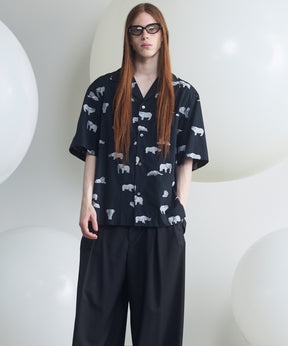 Italian Dead Stock Fabric Prime-Over Open Collar Short Sleeve Shirt