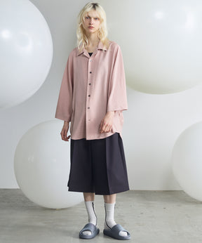 【PRE-ORDER】Drapey Georgette Prime-Over Open Collar Dolman Sleeve Shirt