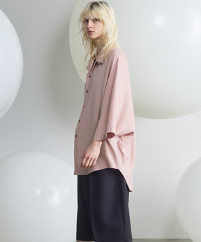 【PRE-ORDER】Drapey Georgette Prime-Over Open Collar Dolman Sleeve Shirt