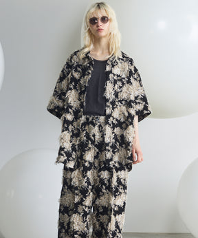 All-over Cut Jacquard Pattern Prime-Over Short Sleeve Shirt