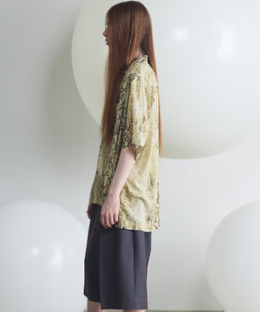 Italian Dead Stock Fabric Prime-Over Open Collar Various Patterns Short Sleeve Shirt