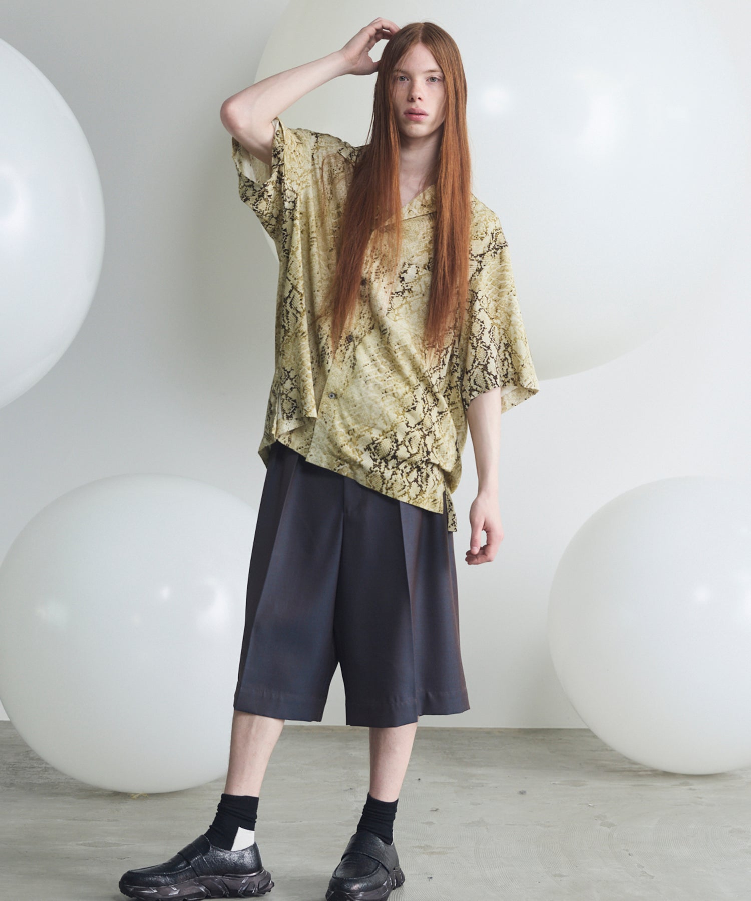 Italian Dead Stock Fabric Prime-Over Open Collar Various Patterns Short Sleeve Shirt