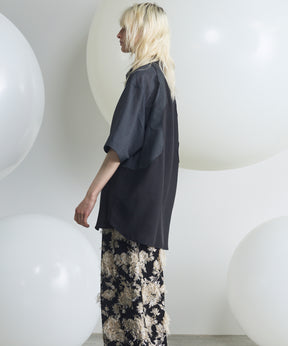 Sheer ZIGZAG Switching Prime-Over Short Sleeve Shirt