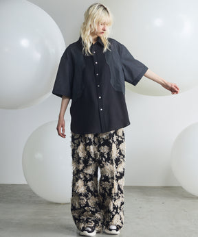 Sheer ZIGZAG Switching Prime-Over Short Sleeve Shirt