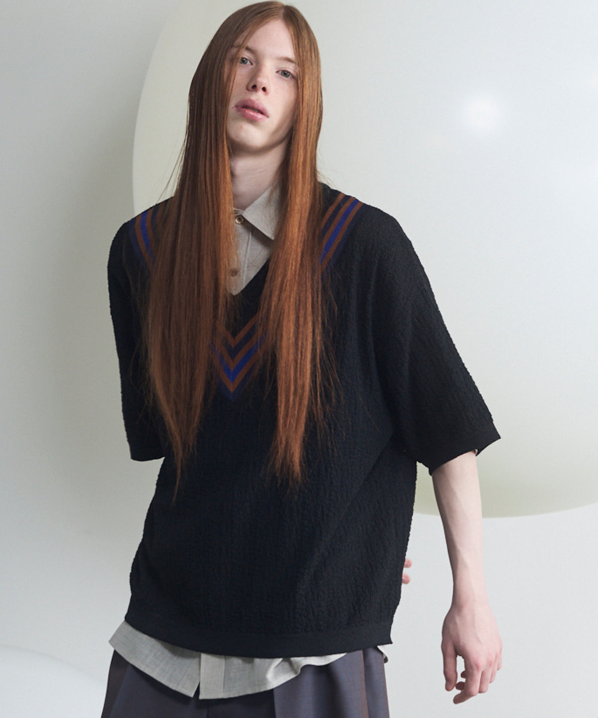 【26SS PRE-ORDER】V-neck Tilden Prime-Over Short Sleeve Knit T-shirt