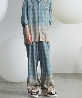 Destroy Damage Prime-Wide Ombre Check Relaxing Pants