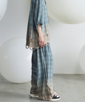 Destroy Damage Prime-Wide Ombre Check Relaxing Pants