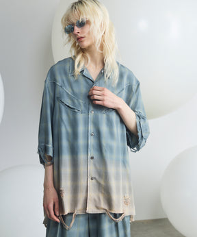 [26SS PRE-ORDER] Destroy Damage Prime-Over Ombre Check Short Sleeve Shirt