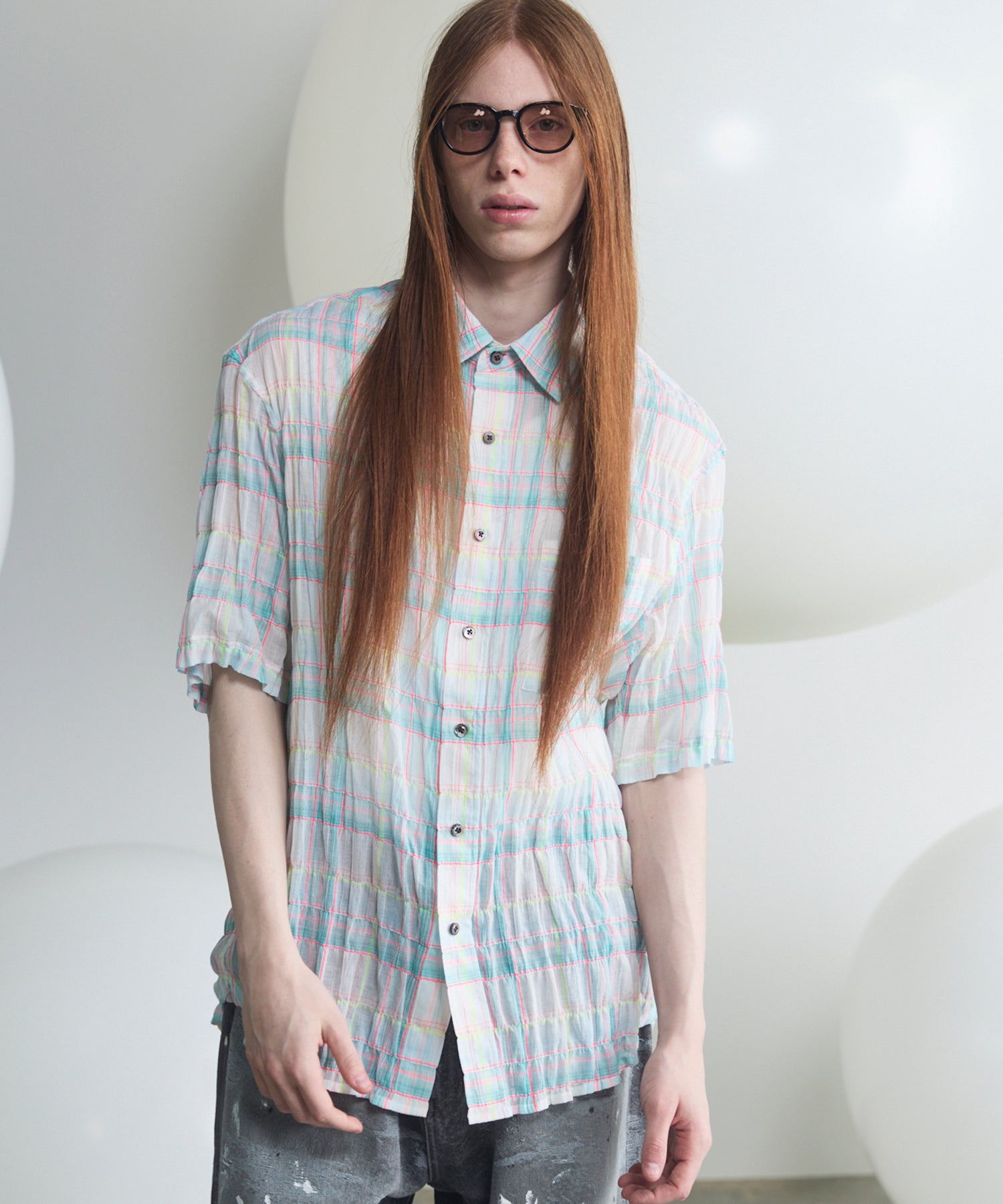 [Italian Dead Stock Fabric] Prime-Over Regular Collar Short Sleeve Shirt