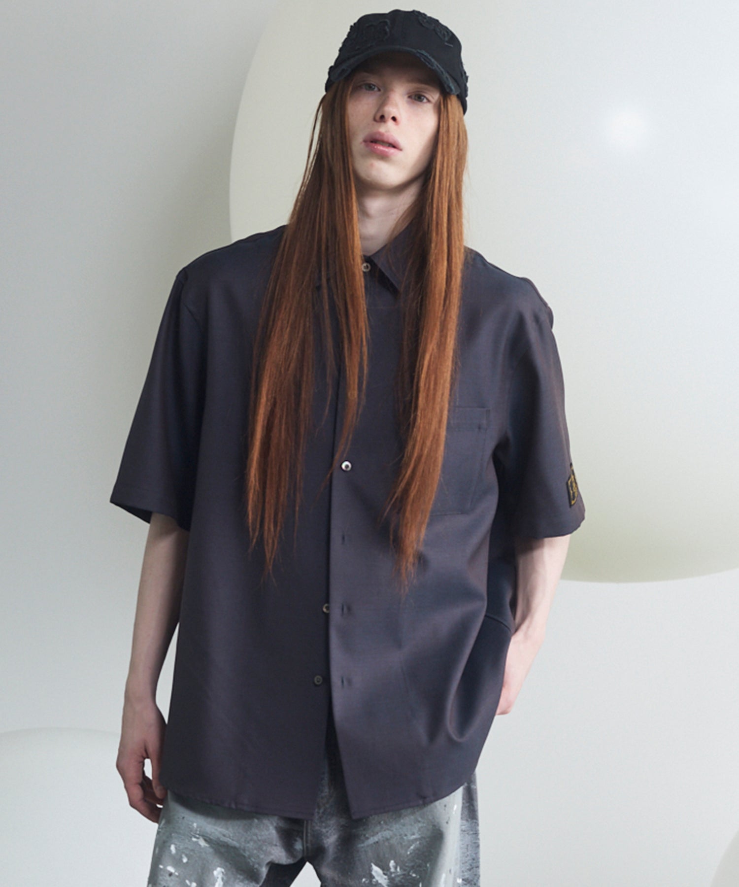 4 Colors Chambray Washable Wool Prime-Over Short Sleeve Shirt
