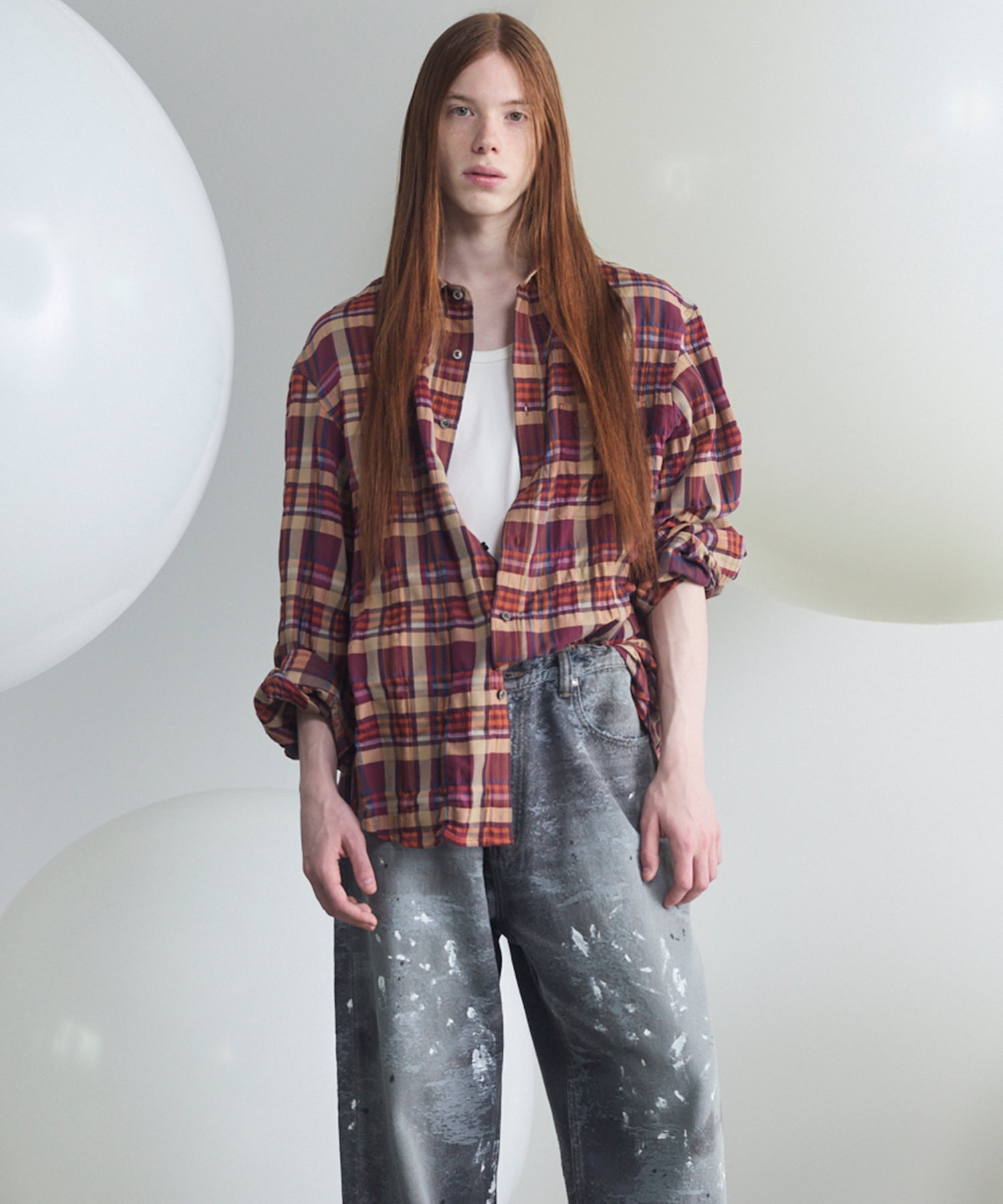 [Italian Dead Stock Fabric] Prime-Over Regular Collar Long Sleeve Shirt
