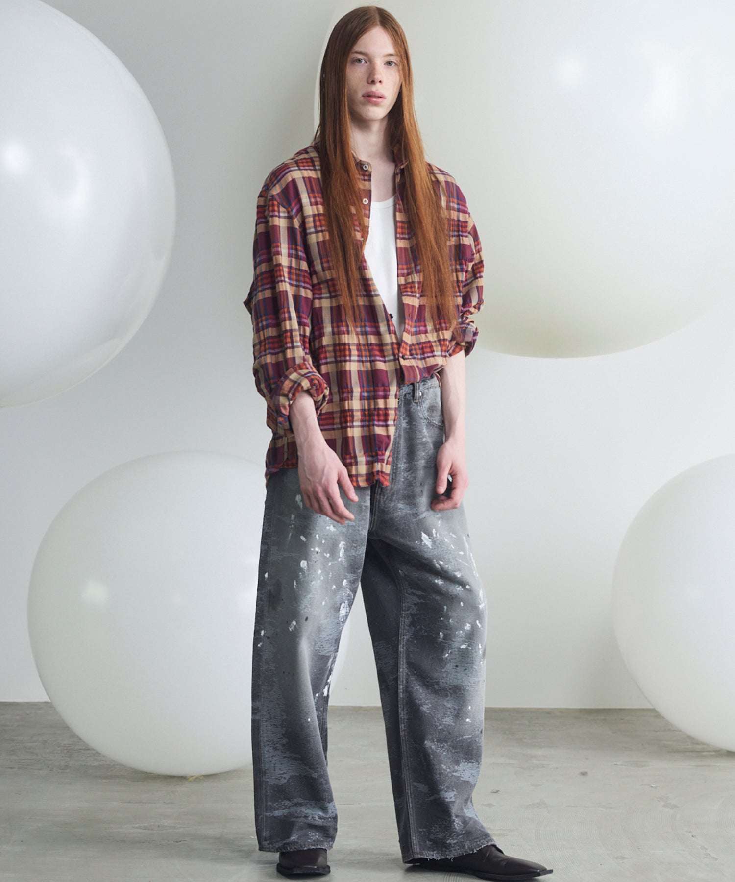 [Italian Dead Stock Fabric] Prime-Over Regular Collar Long Sleeve Shirt