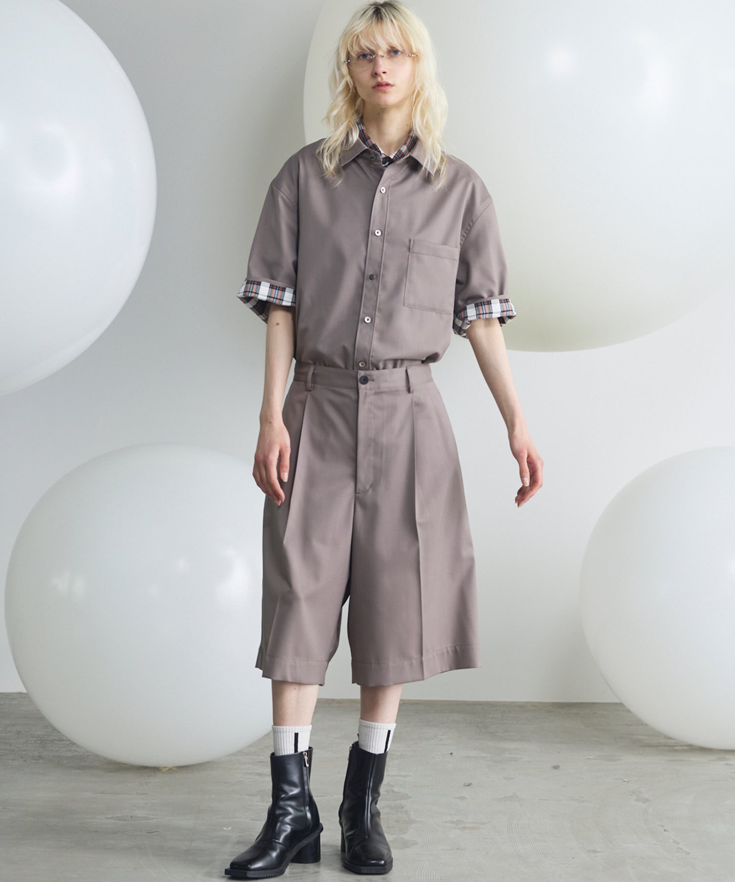 [Italian Dead Stock Fabric] Prime-Over Regular Collar Short Sleeve Shirt