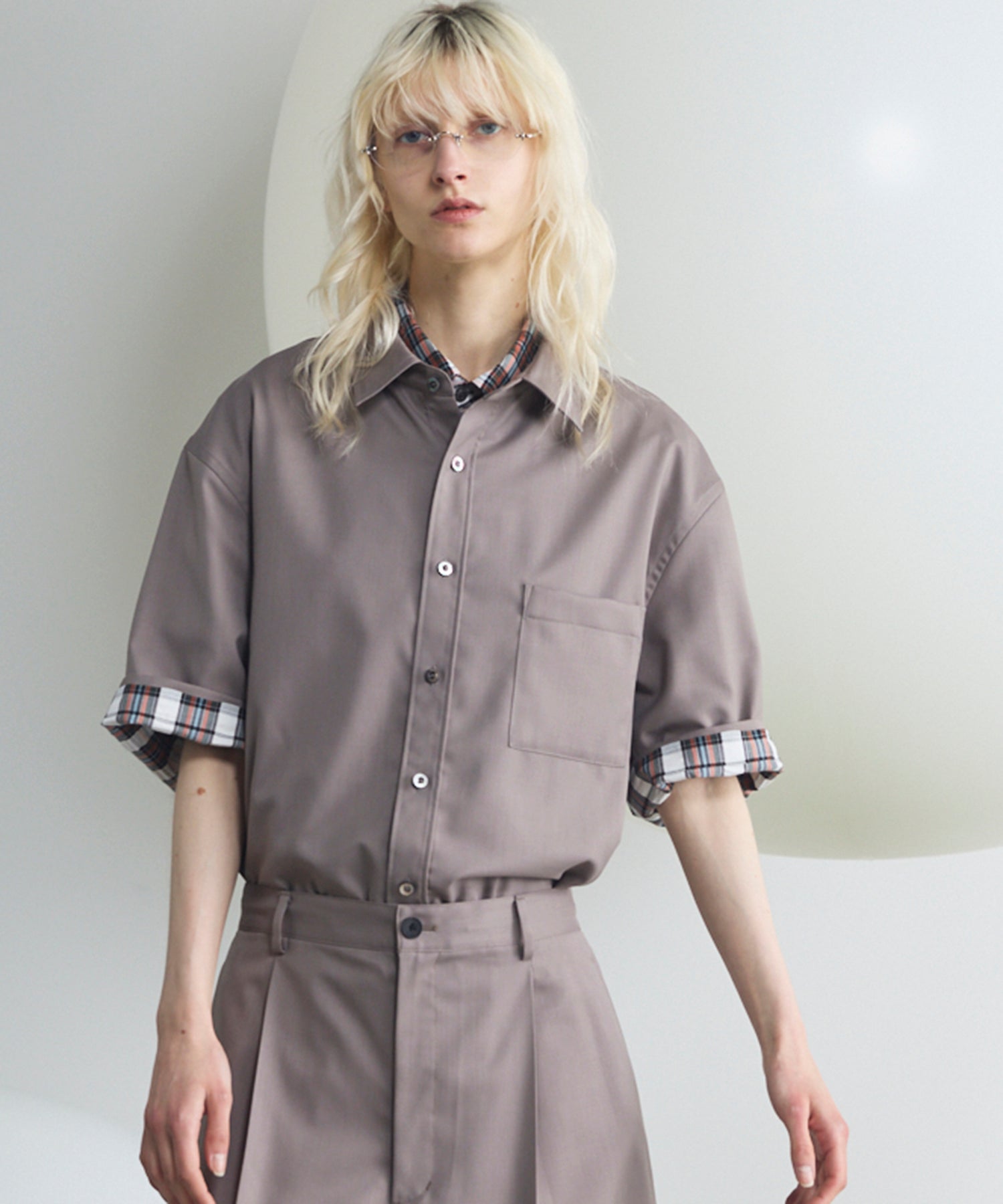 NISHIKAWA KEORI Wool Mix Prime-Over Short Sleeve Shirt