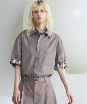 NISHIKAWA KEORI Wool Mix Prime-Over Short Sleeve Shirt