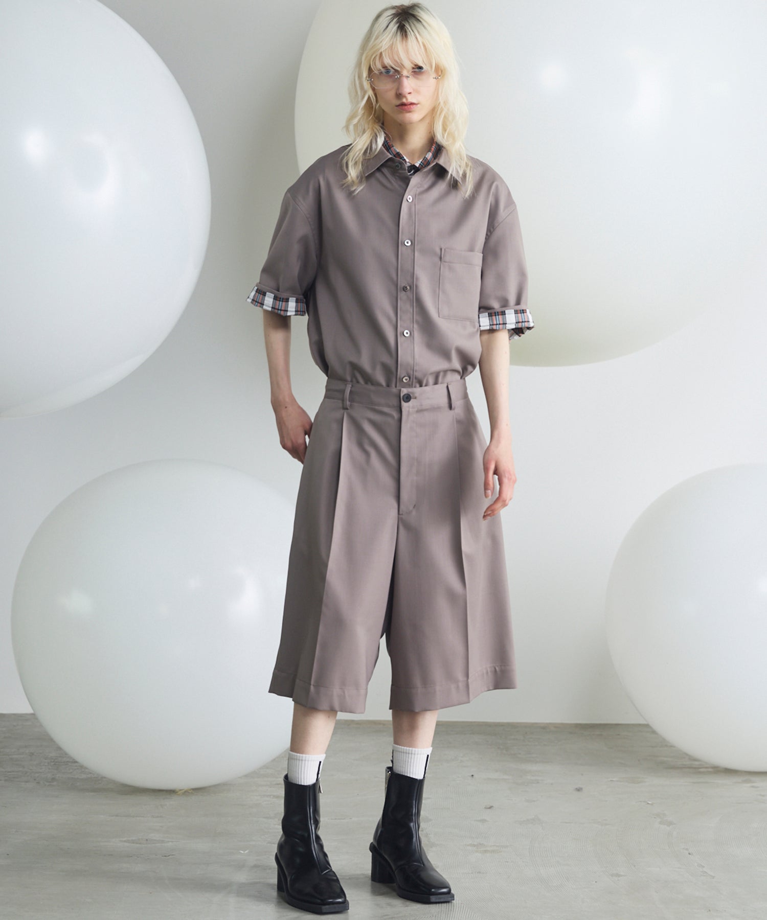NISHIKAWA KEORI Wool Mix Prime-Over Short Sleeve Shirt