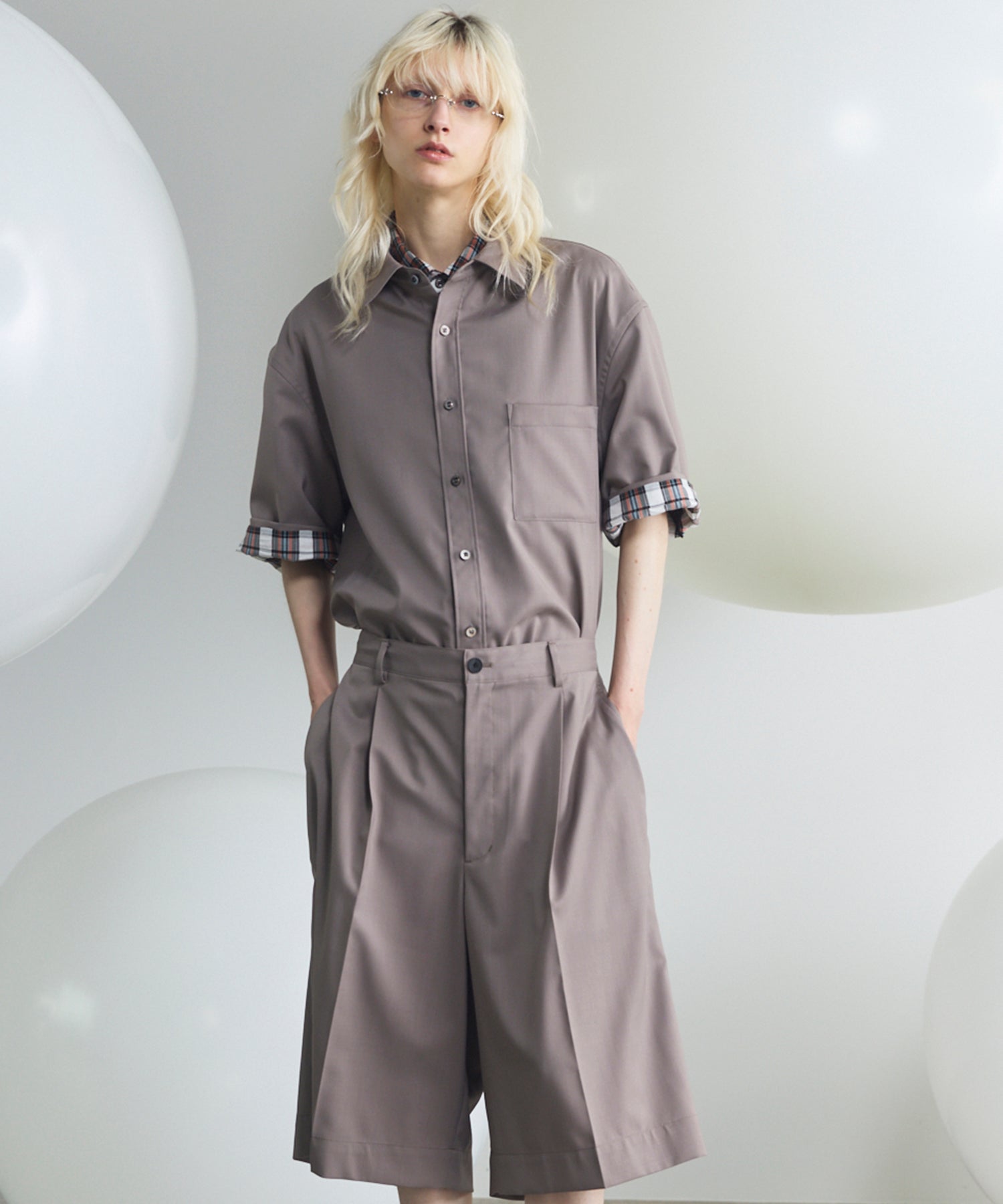 NISHIKAWA KEORI Wool Mix Prime-Over Short Sleeve Shirt
