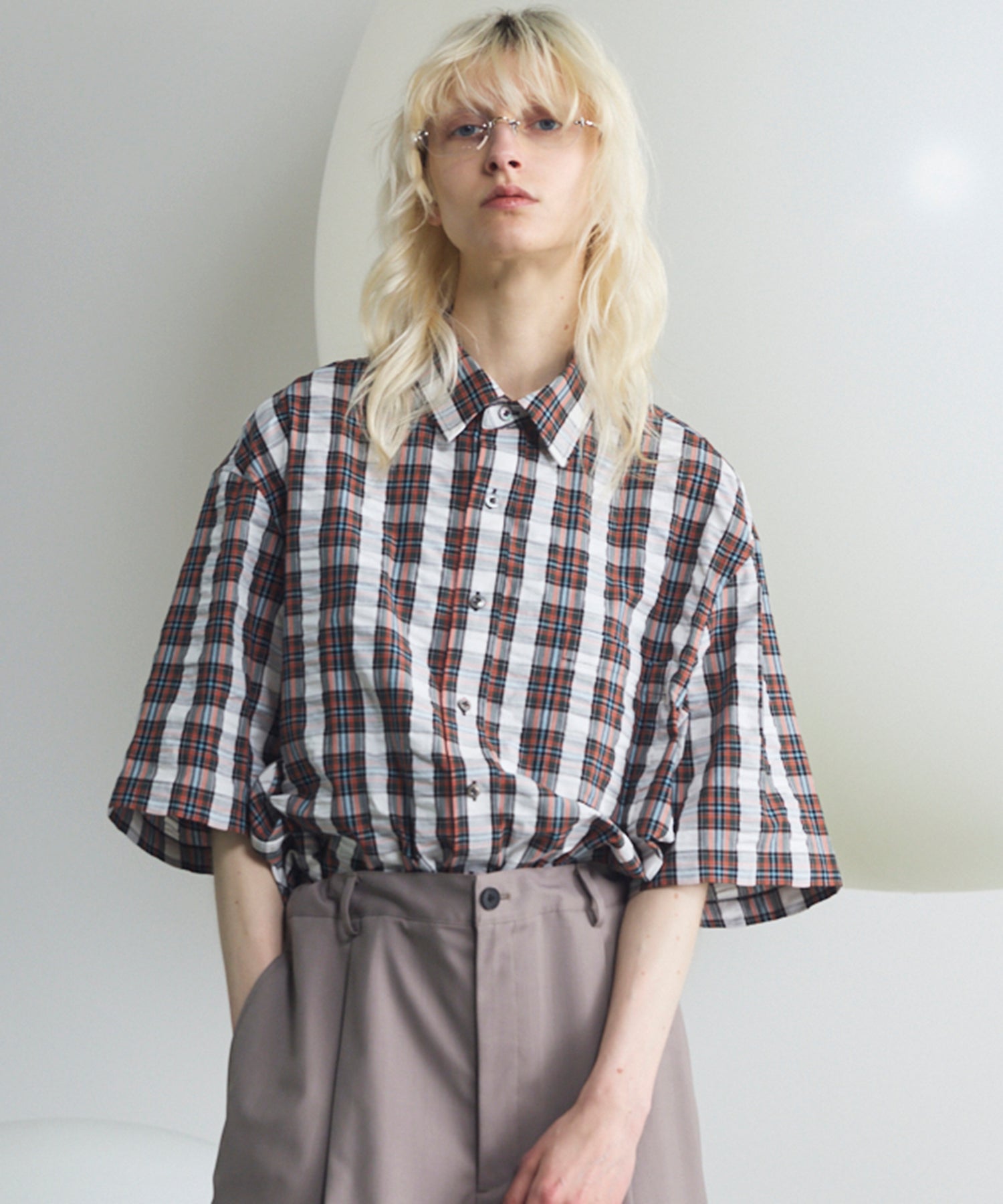 [Italian Dead Stock Fabric] Prime-Over Regular Collar Short Sleeve Shirt