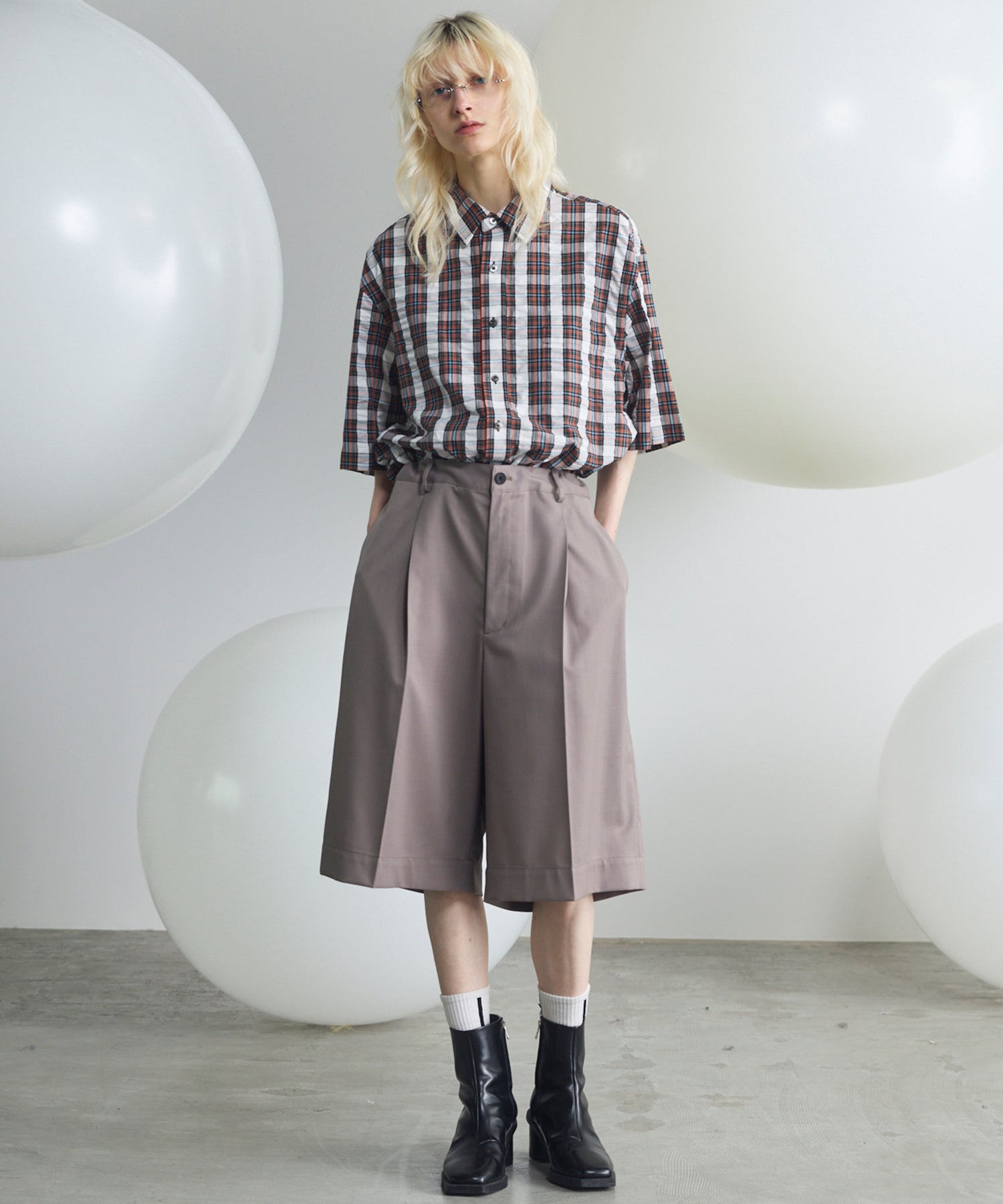 [Italian Dead Stock Fabric] Prime-Over Regular Collar Short Sleeve Shirt