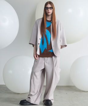 Linen Mix Slab Side Big Pocket Prime-Wide Pants