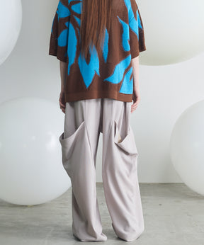 Linen Mix Slab Side Big Pocket Prime-Wide Pants