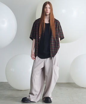 Linen Mix Slab Side Big Pocket Prime-Wide Pants