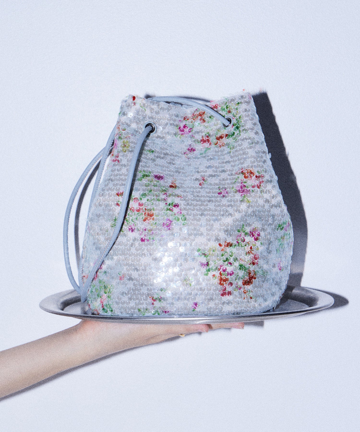 Flower Sequin Drawstring Bag